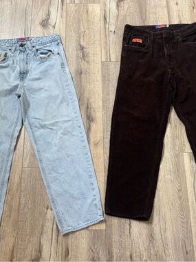 Empyre Men's Pants - Light Blue denim & brown corduroy- size 30 and 32